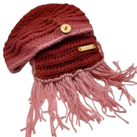 OMBRE PINK BEANIE AND SCARF  SET - Picture 2 of 9